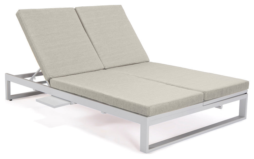 LeisureMod Chelsea Convertible 2-in-1 Sofa and Double Chaise Lounge, Beige