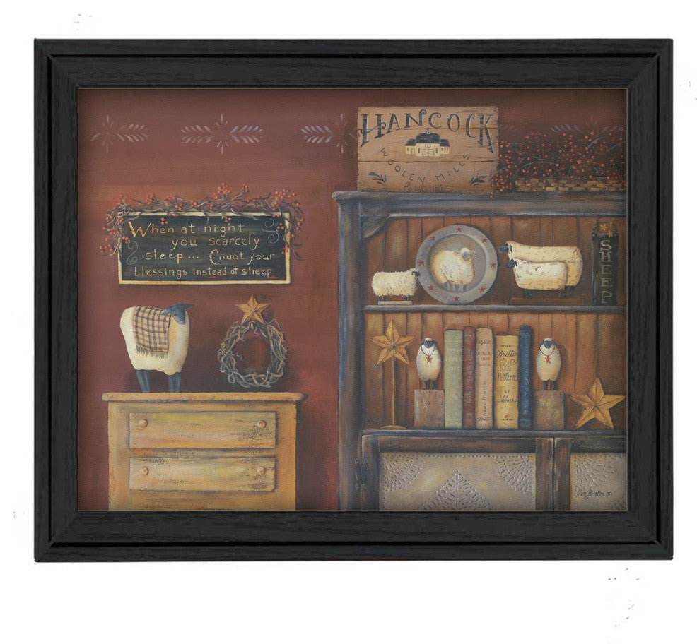 "Count Your Blessings" By Pam Britton, Printed Wall Art, Black Frame
