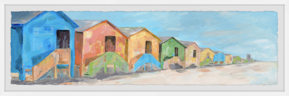 "Beach House Time" Framed Painting Print, 30x10