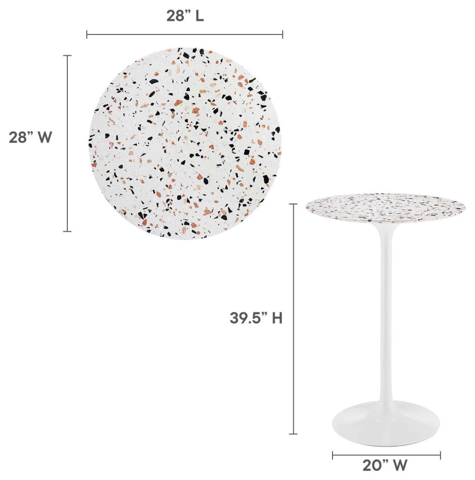 Lippa 28" Round Terrazzo Bar Table, White White