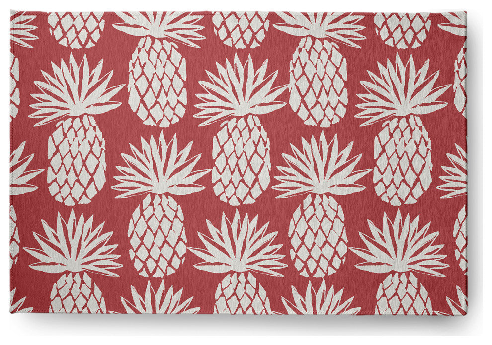 4' x 6' Pineapple Pattern Indoor/Outdoor Rug, Ligonberry Red