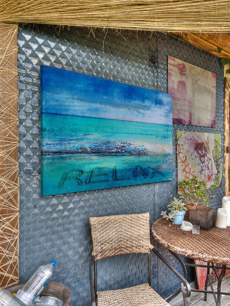 "Blue Relax" Painting Print on Wrapped Canvas, 18"x12"