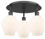 Cindyrella-3 Light 20" Flush Mount-Matte Black, Cased Matte White Glass Shade