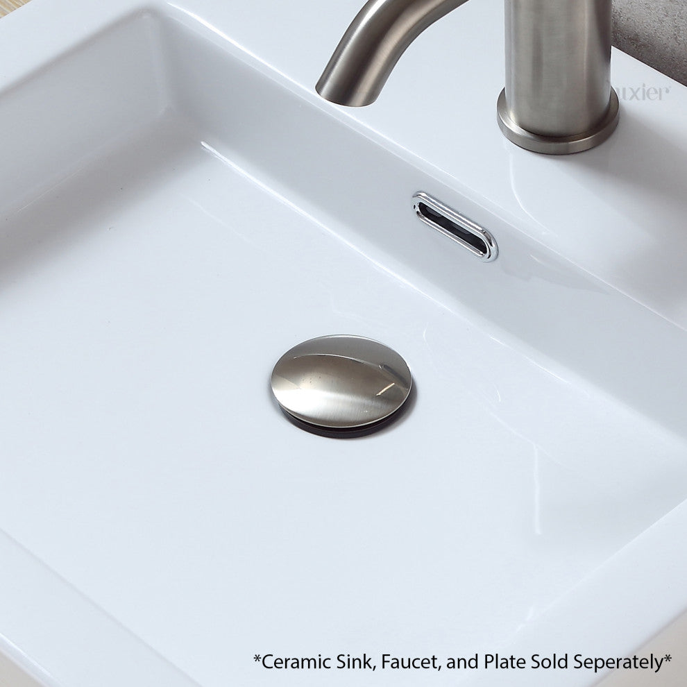 1-5/8" Push Pop-Up Drain Stopper With Overflow for Sink, Brushed Nickel