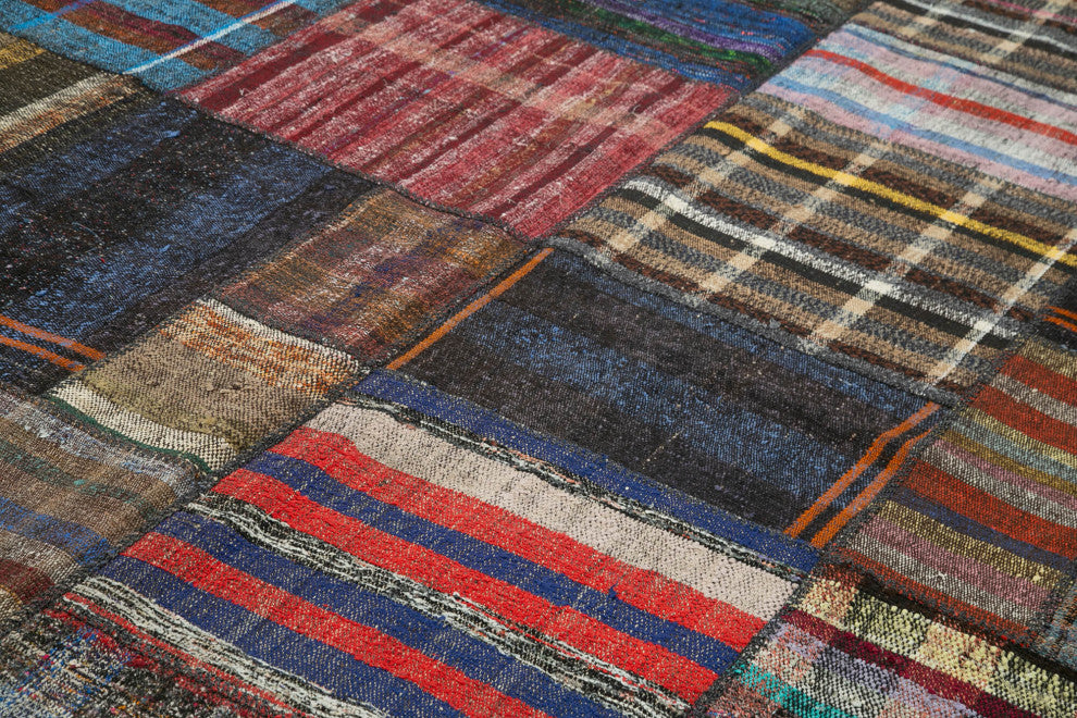 Rug N Carpet - Handmade Turkish 8' 2'' x 11' 10'' Wool Patchwork Kilim Rug