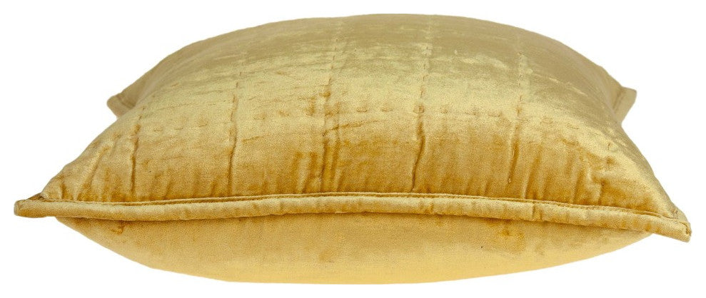 20" X 7" X 20" Transitional Yellow Solid Quilted Pillow Cover With Poly Insert