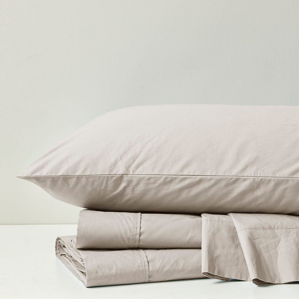 Madison Park Peached Percale Cotton Peached Percale Sheet Set, Ivory