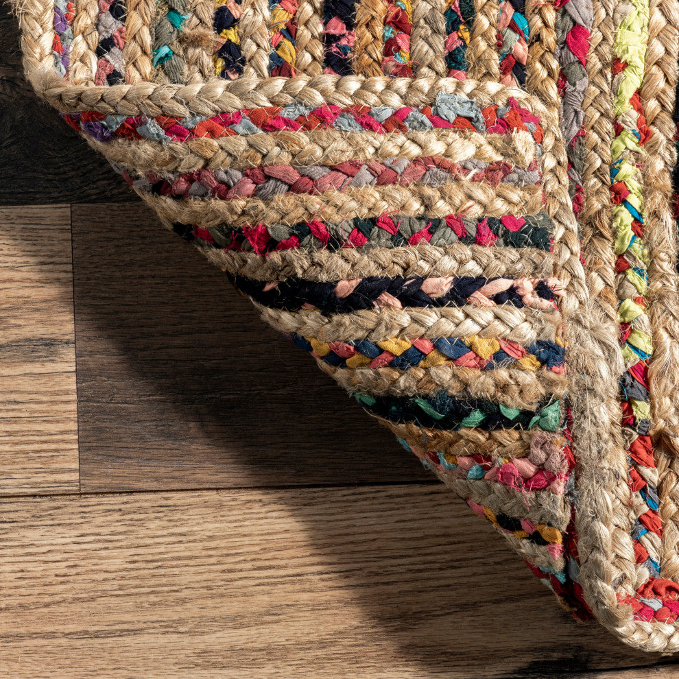 Nuloom Braided Tropical Spectrum Jute Area Rug, Multicolor 5'x8'