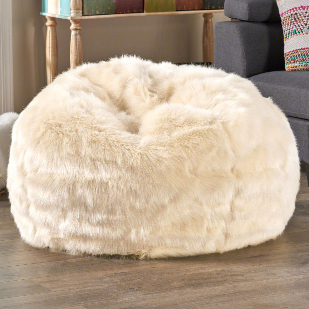 GDF Studio Laraine Furry Glam Taupe Faux Fur 3' Bean Bag