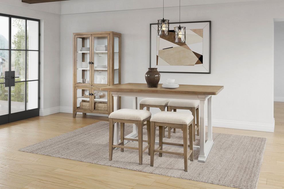 Modern Wood Counter Height Kitchen Dining Table, Brown