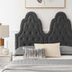 Tufted Platform Bed Frame, King Size, Velvet, Gray, Modern Contemporary
