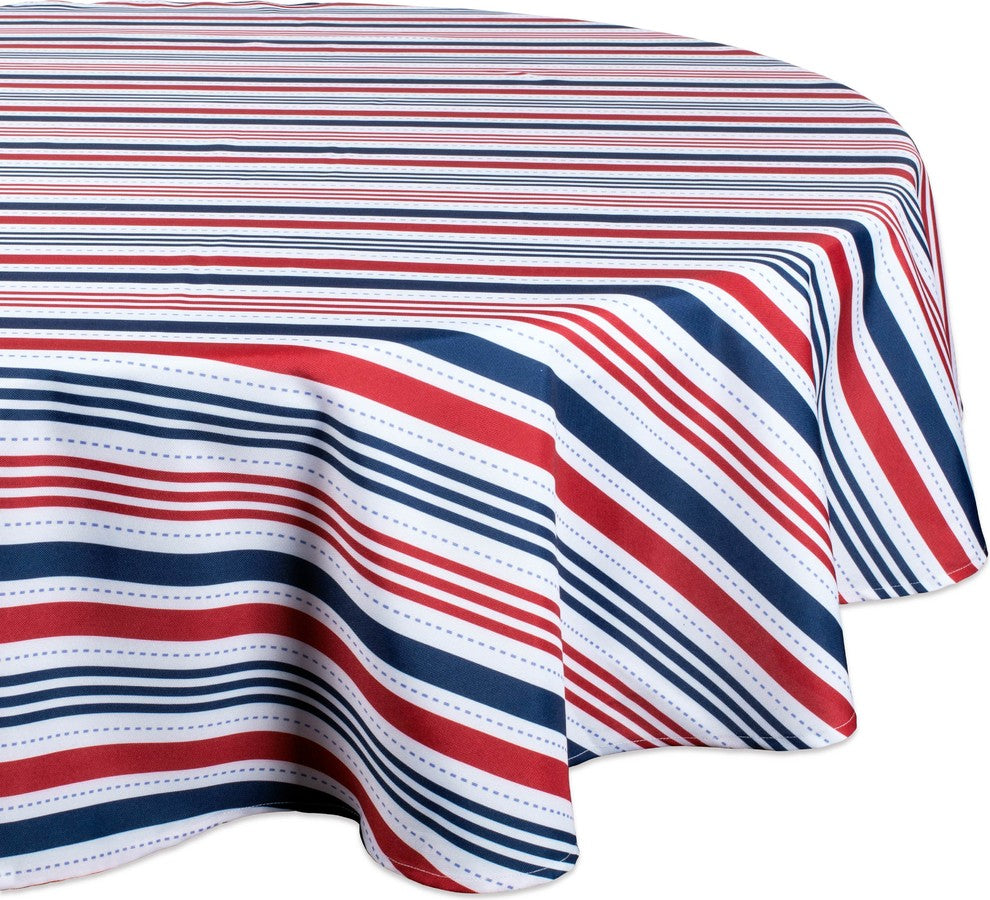 DII Patriotic Stripe Outdoor Tablecloth 60" Round