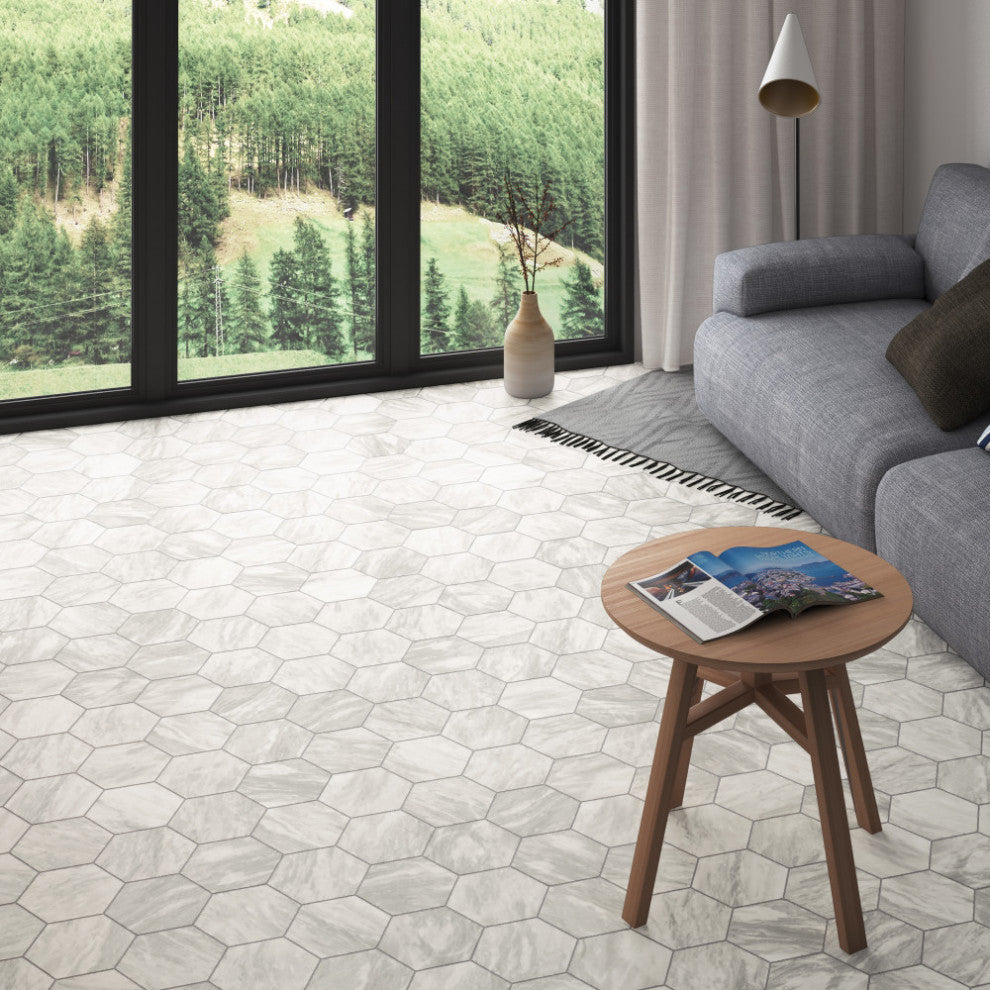 Classico Bardiglio Hex Light Porcelain Floor and Wall Tile