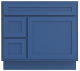 Vanity Art Vanity Base Cabinet, No Top, Drawers on Left, 36", Blue