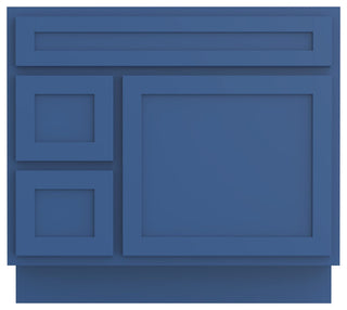 Vanity Art Vanity Base Cabinet, No Top, Drawers on Left, 36", Blue