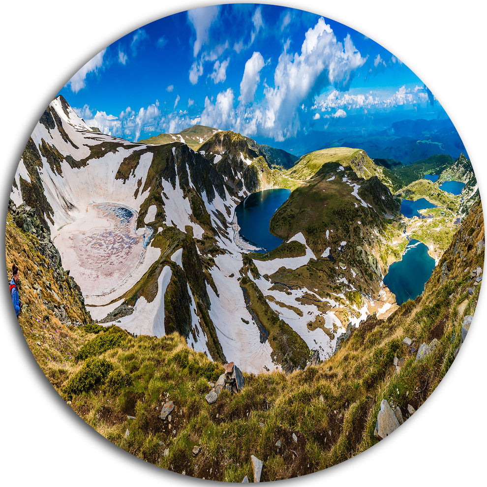 Clouds Over Seven Rila Lakes, Landscape Disc Metal Wall Art, 36"