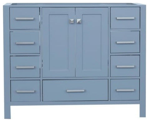 Ariel Cambridge 42" Single Sink Base Cabinet, Gray, Center Sink