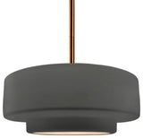 Radiance Medium Tier Pendant, Gray Frame, Brushed Brass, LED, Rigid Stem Kit