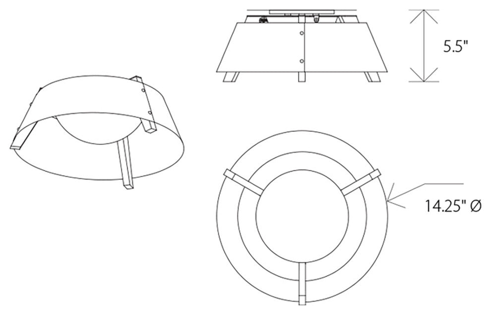 Casia 14" Flush Mount, Dark Stained Walnut, Distressed Brass, 3500k Led