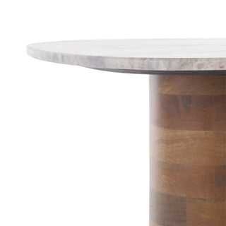 Safavieh Mono Small Marble Side Table, Off White/Walnut