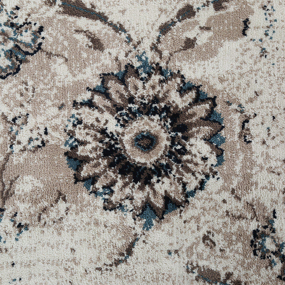 LNC Distressed Indoor Vintage Abstract Carpet Area Rugs, 5' X 7'