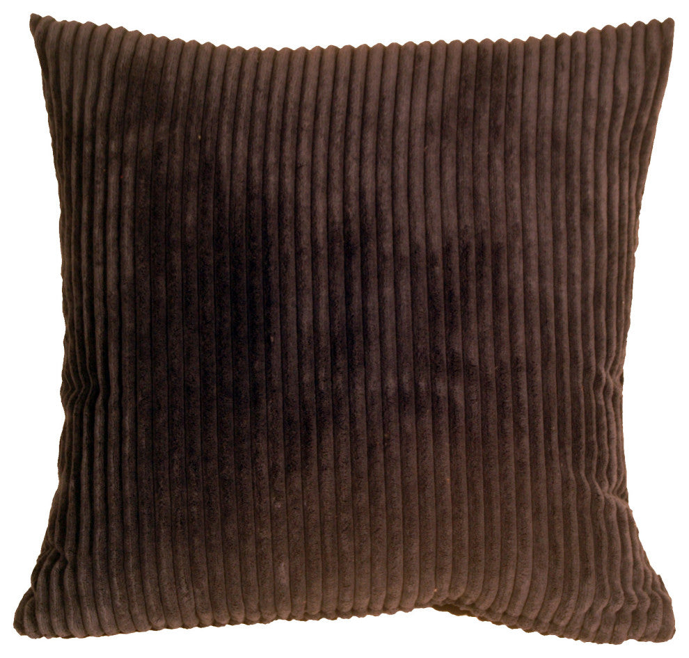Pillow Decor - Wide Wale Corduroy 18 x 18 Throw Pillows, Dark Brown