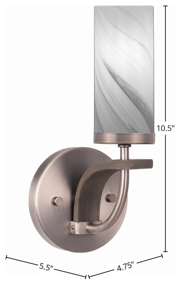 Monterey 1-Light Wall Sconce, Graphite & Painted Distressed, Onyx Swirl