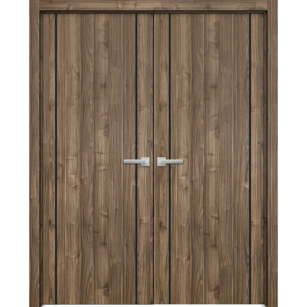 Solid French Double Doors 56 x 96 | Planum 0016 White Silk with