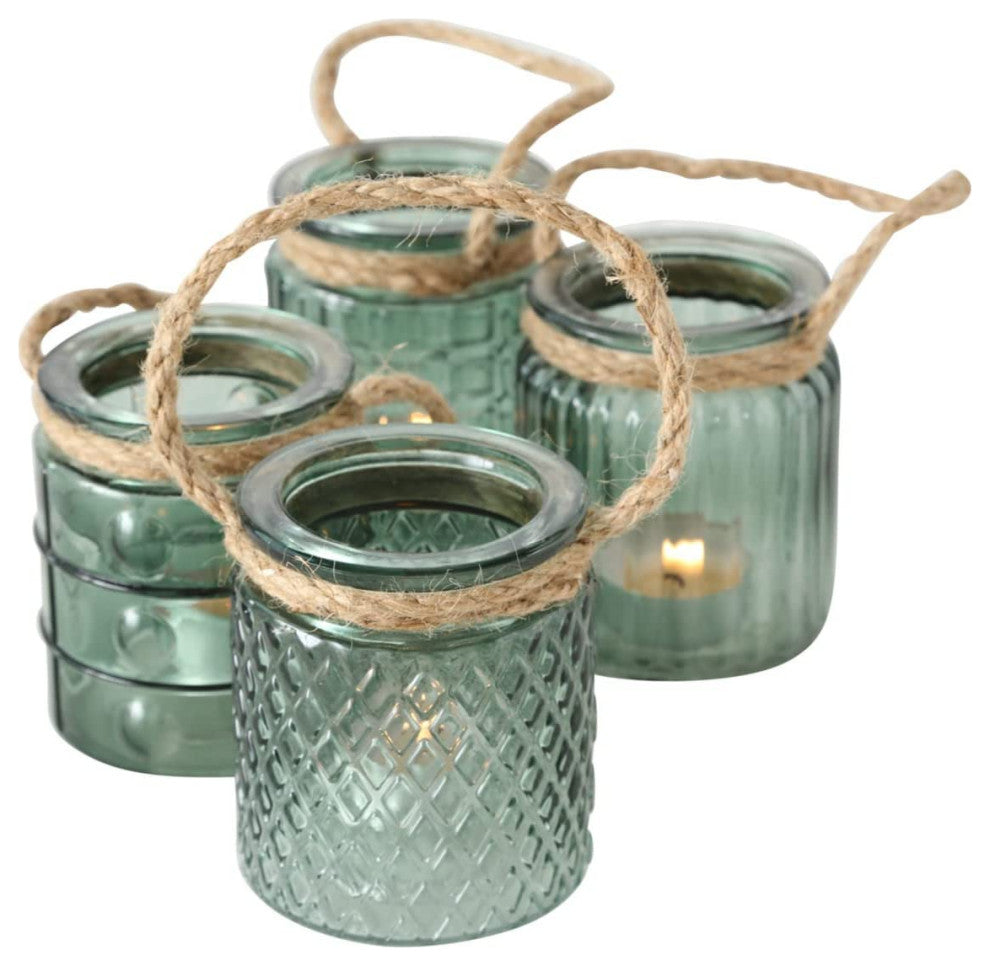 Rope Wrapped Glass Hurricanes, 3.5 "