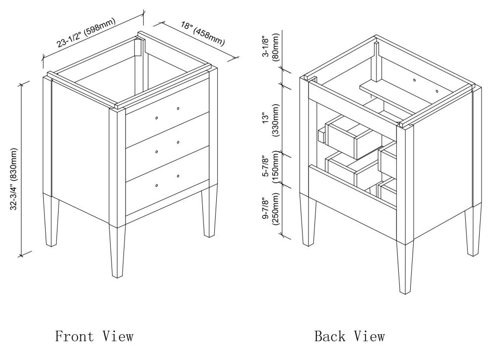 Grace 24" Single Bathroom Vanity Set, White With Brass Trim