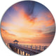 Infinite Wooden Bridge Under Clouds, Sea Bridge Disc Metal Artwork, 23"