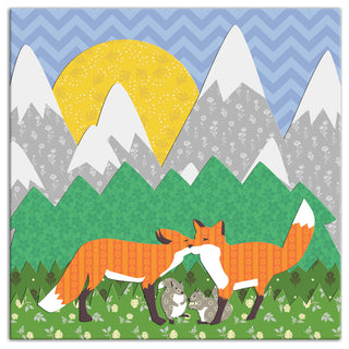Kissing Foxes 12x12 Canvas Wall Art