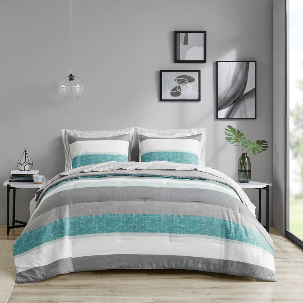 Madison Park Essentials Jaxon Stripe Comforter Set With Bed Sheets