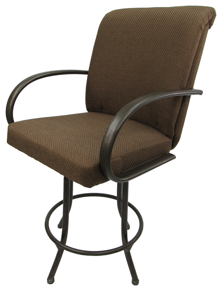 Swivel Counter Bar Stool Metal Frame 26", Sanora Brown, Brown Frame