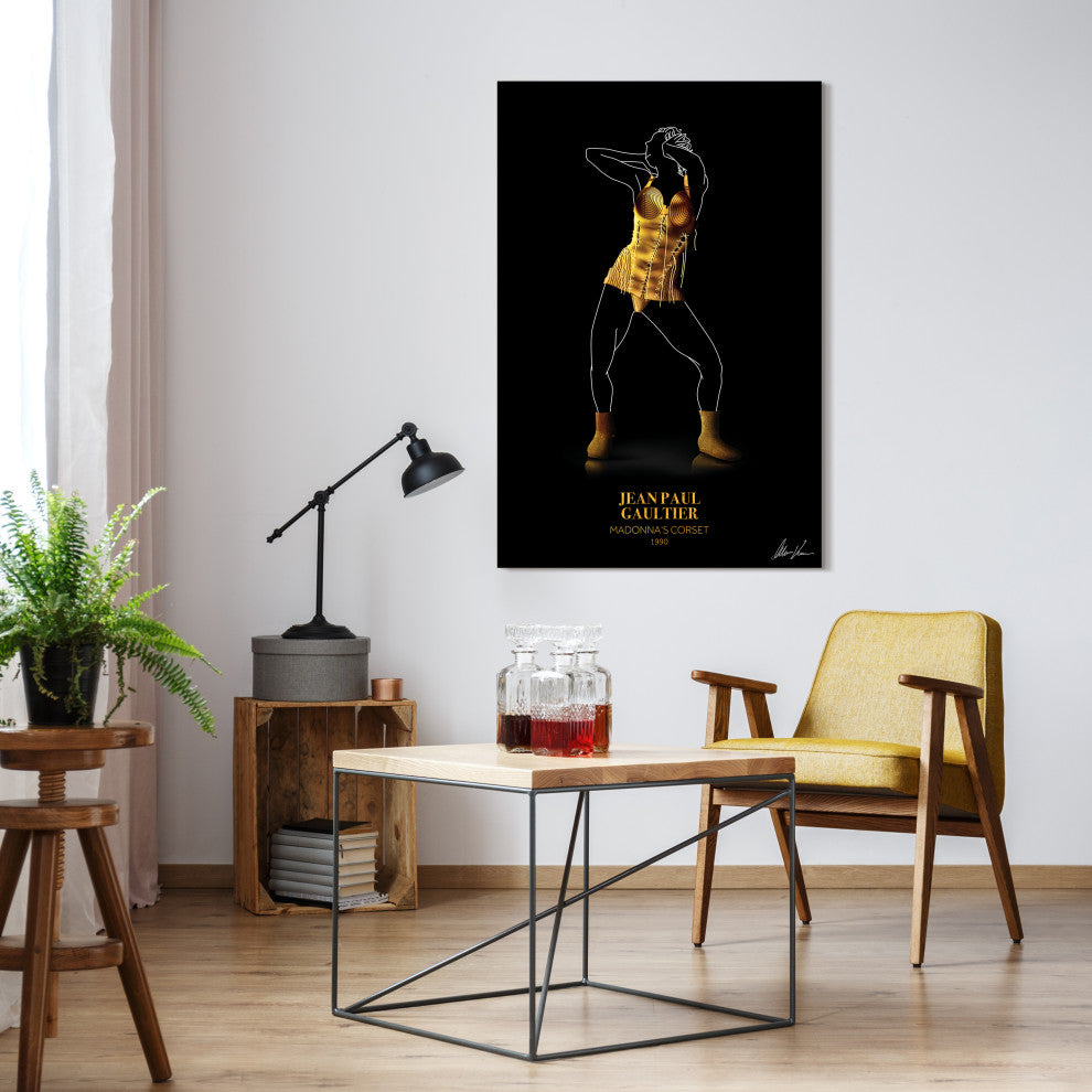 "J Gold Fashion look" Frameless Free Floating Printed Tempered Glass Wall Art