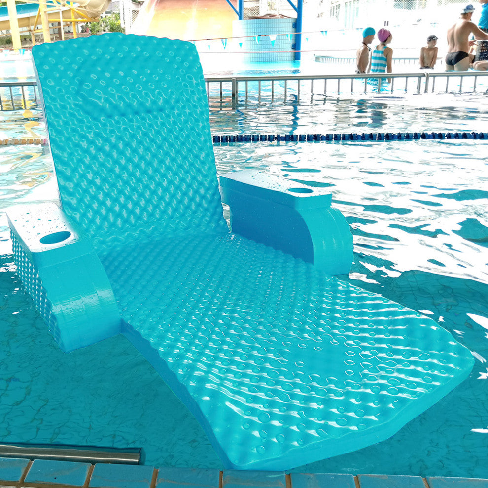 Aqua Floating Pool Lounge Chair with Armrests & Cup Holders "“ Thick Foam Reclin