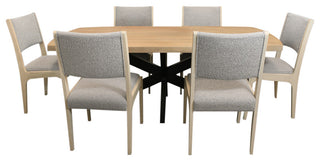 Logan 7-Piece Dining Table Set With Ash Boucle Gray Side Chairs