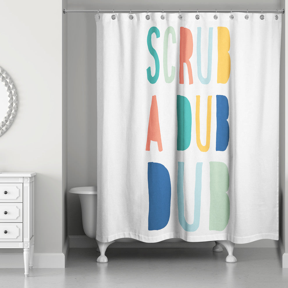 Scrub A Dub Dub Bright Tones Design 71x74 Shower Curtain