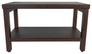 Rectangular Teak Shower Stool Or Bench With Shelf In Brown Finish