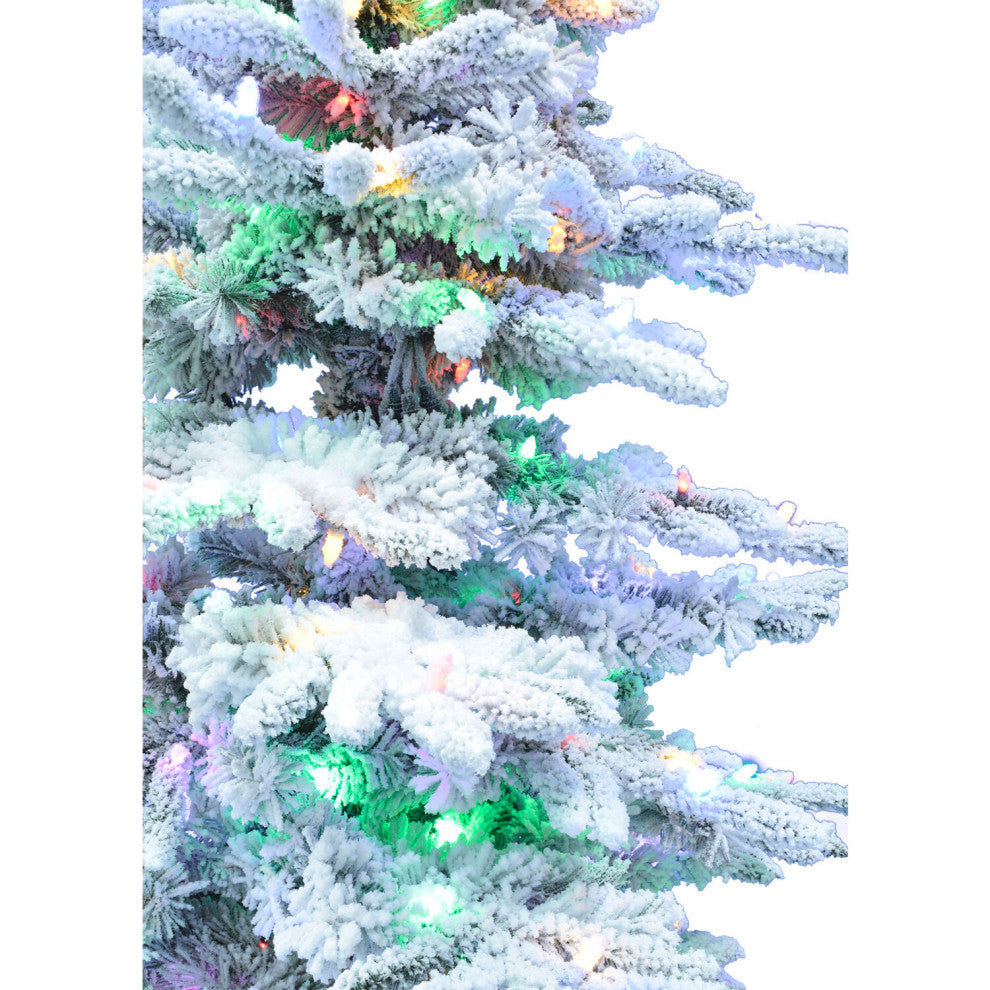 12' Flocked Mountain Pine Christmas Tree With Music