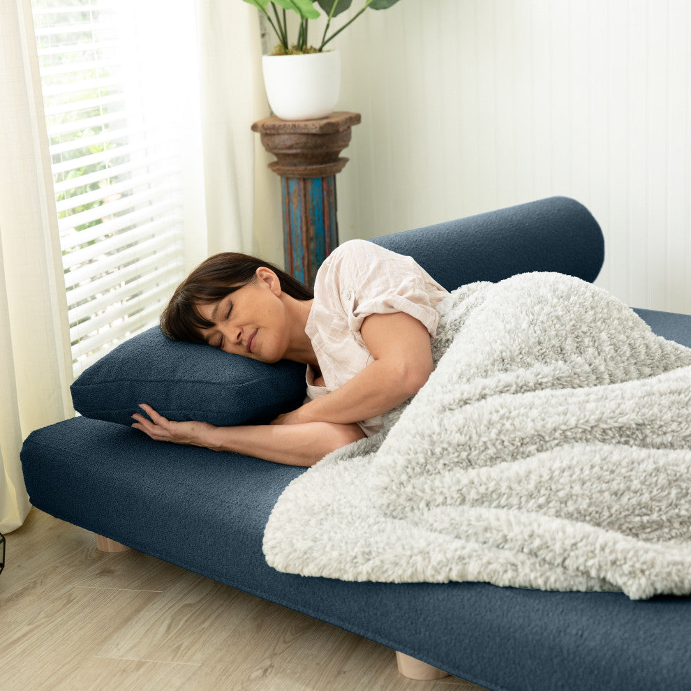 Jaxx Avida Daybed, Fold Out Queen Sleeper / Lounger Premium Boucle, Boucle Navy