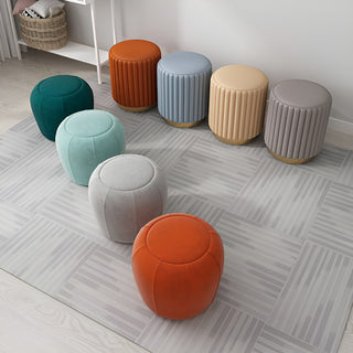 Nordic Makeup Stool Made of Leather with Iron Base, Orange