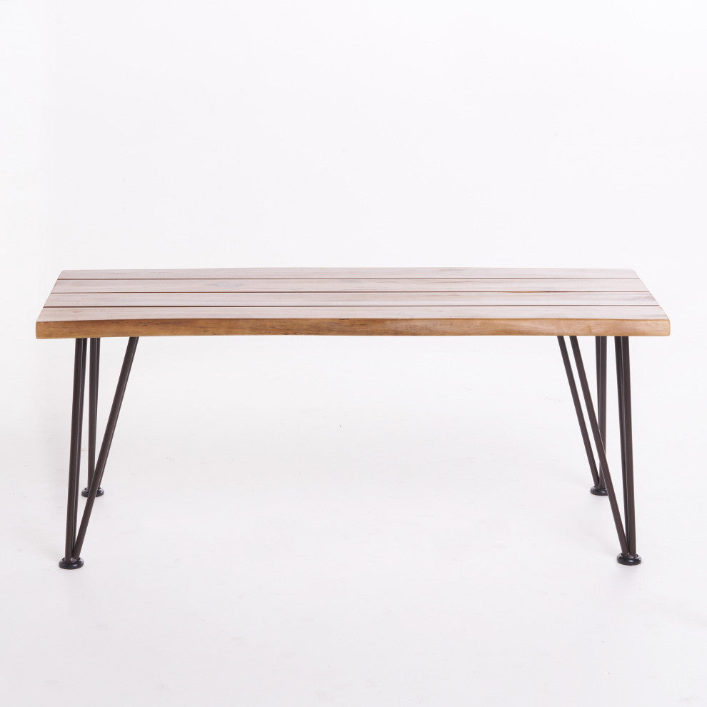 GDF Studio Zephyra Rustic Finished Iron and Acacia Wood Coffee Table