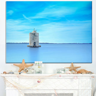 "Old Spanish Windmill in Blue Lagoon" Seashore Wall Art, 32"x16"