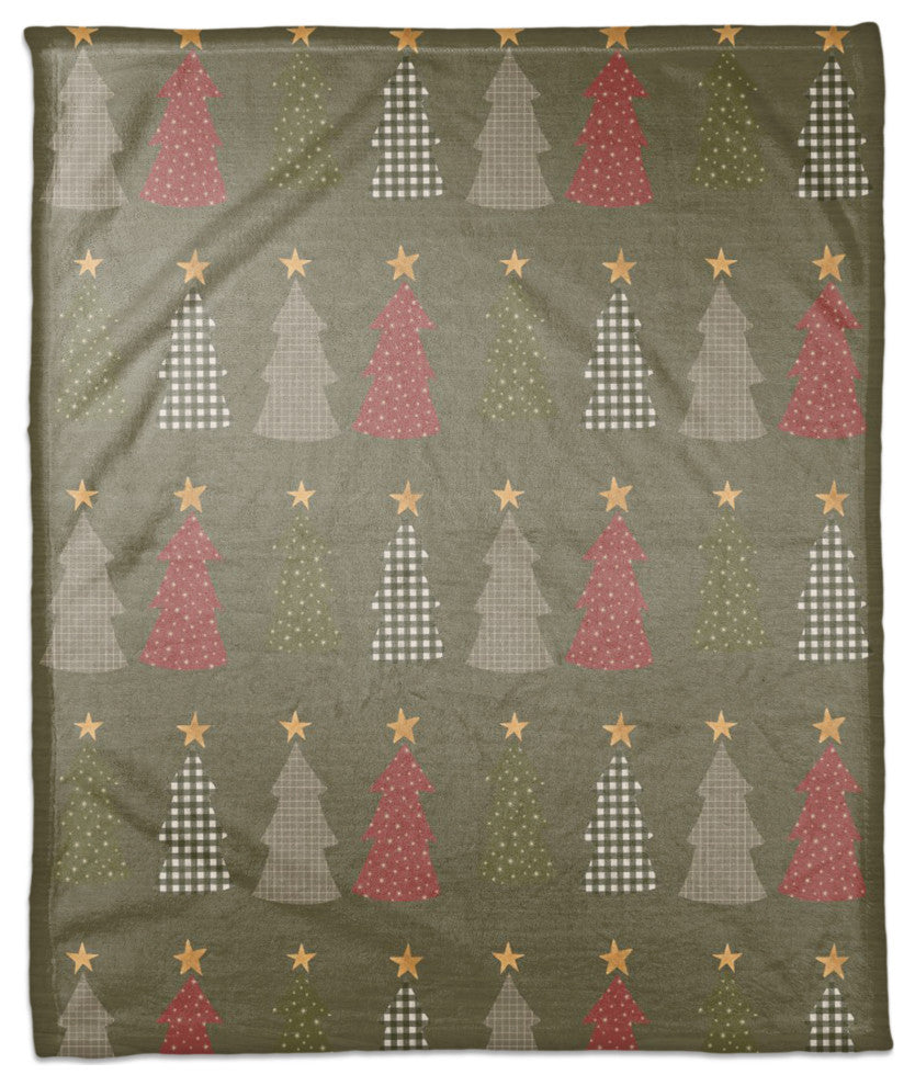 Green Tree Pattern 50x60 Coral Fleece Blanket