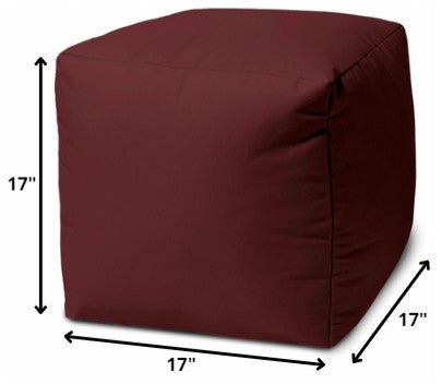 17  Cool Deep Merlot Burgundy Solid Color Indoor Outdoor Pouf Ottoman