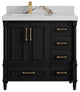 Aberdeen 36 Left Offset Bath Vanity In Black 2" Calacatta Gold