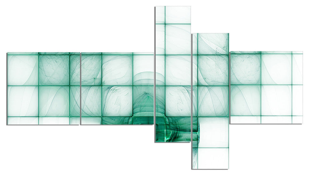 Light Blue Bat on Radar Screen, Abstract Canvas Art Print, 60"x32", 5 panels