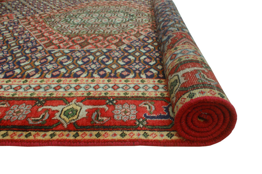 Fine Vintage Distressed Mouhcine Navy/Red Rug, 6'0x8'10