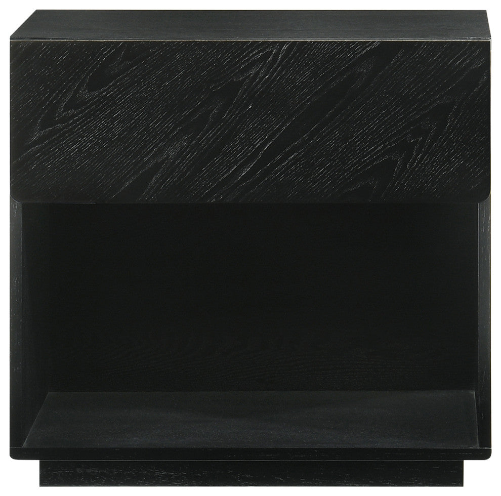 Petra 1 Drawer Wood Nightstand, Black Finish